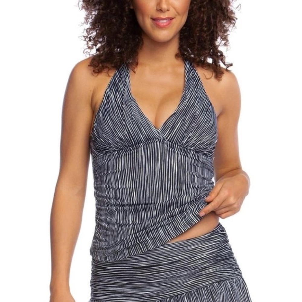 La Blanca Ripple Waves Halter Goddess Tankini Top